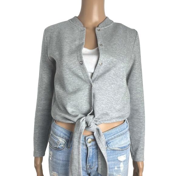 J. Crew Sweaters - J. Crew Grey Cotton Blend Front Tie Cardigan